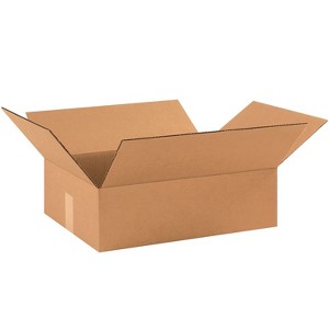 Box Partners Flat Corrugated Boxes 17 1/2" x 12" x 3" Kraft 25/Bundle 17123 - 1 of 4