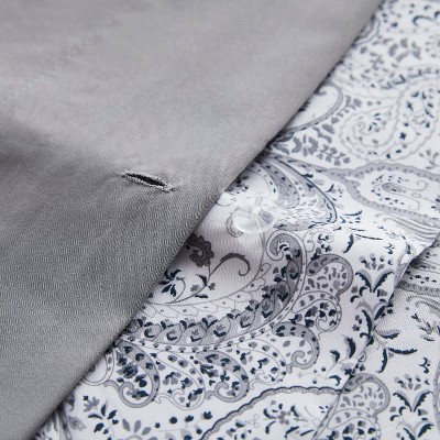Paisley Gray King Microfiber Duvet Cover Set, 5 Piece