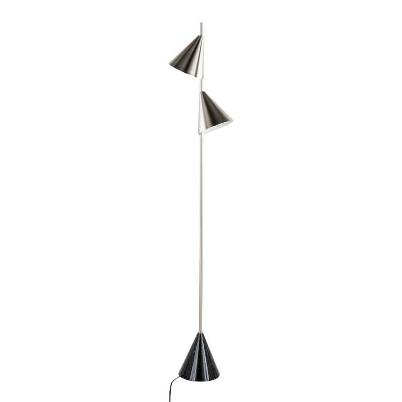 LumiSource Cone 65&#34; Contemporary Metal Floor Lamp in Plated Nickel with A Black Faux Marble Metal Base, 4 of 11