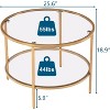 VINGLI 25.6" Round Gold Coffee Tables, 2-Tier Glass Coffee Table with Storage, Simple & Modern Center Table  for Living Room - 2 of 4
