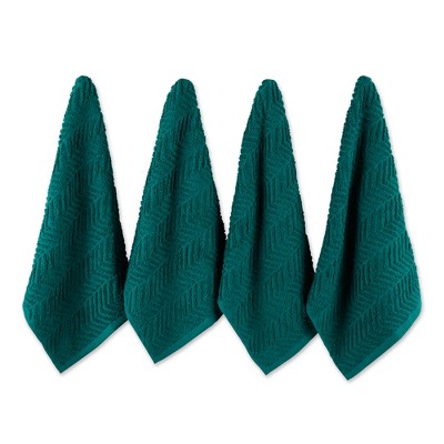 Design Imports Teal Chevron Luxury Barmop Set/4