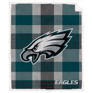 NFL Philadelphia Eagles Plaid Steel Royal Plush Faux Shearling Blanket - 1 of 1