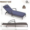 Outdoor Chaise Lounge Chairs Set of 2, All-Weather Rattan Patio Loungers with 5-Position Adjustable Backrest and Removable Cushions - 2 of 4