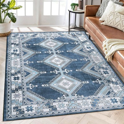 Area Rug Living Room Rug Moroccan Rug Soft Rugs Non-Slip Rubber Backing Boho Vintage Carpet for Bedroom Dining Nursery Home Office