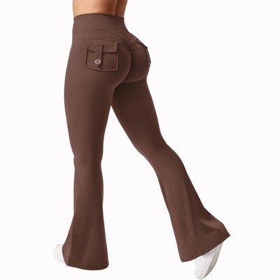 DOMETOUR Flare Leggings with Pockets for Women Yoga Leggings Workout Leggings