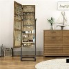 Sriracha Jewelry Armoire Cabinet, Solid Wood Standing Jewelry Organizer with Full Length Mirror (Carbonized Black) - 2 of 3