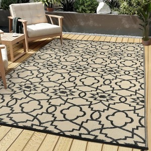 Outdoor Waterproof Reversible Plastic Rug, UV-Resistant Patio Carpet, Foldable Portable Camping Mat for Deck - 1 of 4