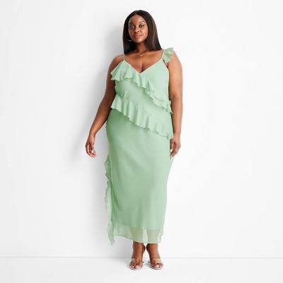 Women's Ruffle Ankle Length Dress - Future Collective™ With Jenee Naylor  Green 4x : Target