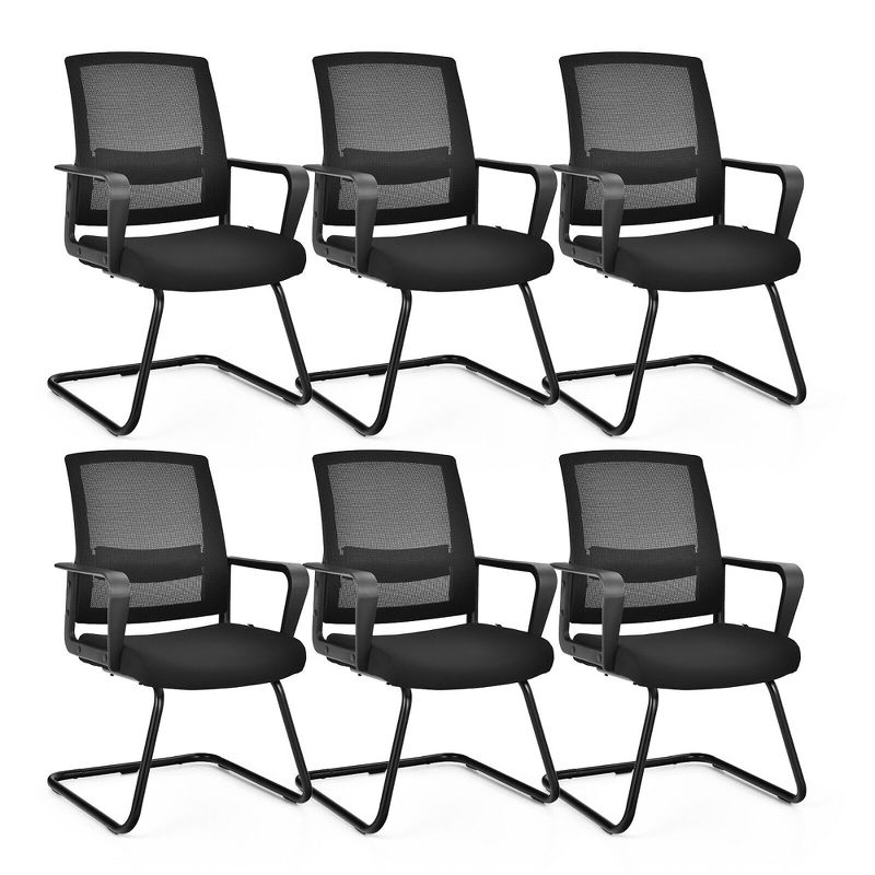 Tangkula Set of 6 Conference Chairs Mesh Reception Office Guest Chairs w/Lumbar Support, 1 of 11