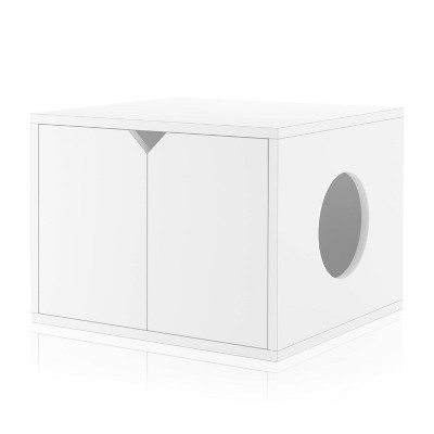 Way Basics Eco Modern Cat Litter Box Enclosure with Side Hole - White