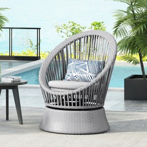KTMBDW Patio Swivel Chair with Rattan and Comfy Cushions, Modern Round Wicker Chair with Iron Frame for Living Room, Patio - 1 of 4
