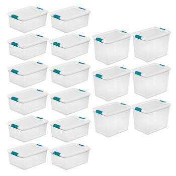 Sterilite 12 Sets of 15-Quart & 6 Sets of 25-Quart Heavy-Duty Stackable Clear Latch Lid Storage Container Tote for Home Organization