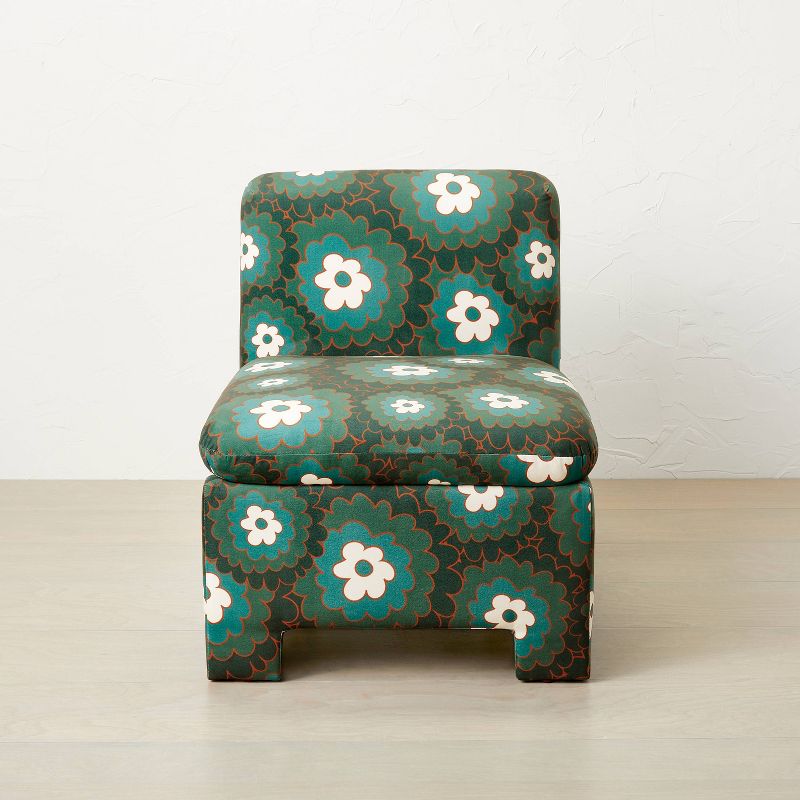 Chiesa Fully Upholstered Accent Chair Teal Floral - Opalhouse&#8482; designed with Jungalow&#8482;, 4 of 9