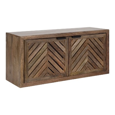 Kate and Laurel Mezzeta Decorative Wood Wall Cabinet, 30x10x14, Natural