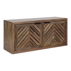 Kate and Laurel Mezzeta Decorative Wood Wall Cabinet, 30x10x14, Natural - 1 of 4