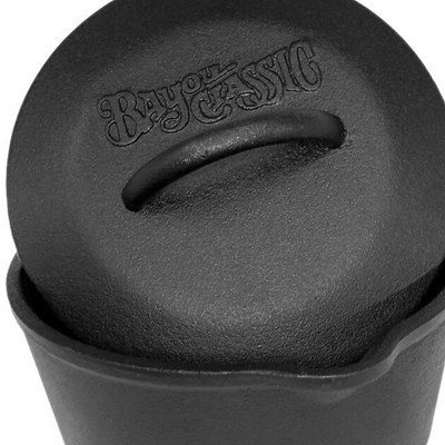 Bayou Classic 1 Quart Cast Iron Covered Sauce Pot Cookware with Self-Basting Domed Lid and Pour Spouts for Home Kitchens, Black - Thumbnail 5