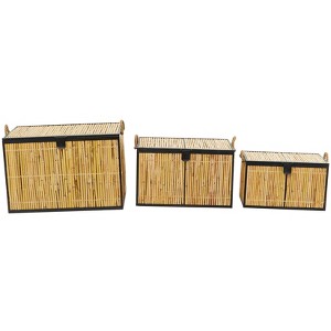 Set of 3 Natural Rattan Trunks Light Brown - Olivia & May: Handmade, Fully Assembled, Indoor Use - 1 of 4