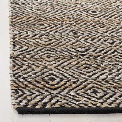 Handwoven Black Cowhide Leather 6' x 9' Textured Area Rug