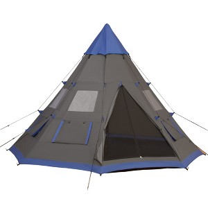Outsunny 12Ft Camping Tent 6-7 Person 4 Season with 8 Mesh Windows, Outdoor Tent with Waterproof Material for Family and Friends Camping - 1 of 4
