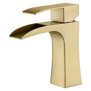 Sumerain Waterfall Brushed Gold Bathroom Sink Faucet with Single Handle 304 Stainless Steel Material - 1 of 4