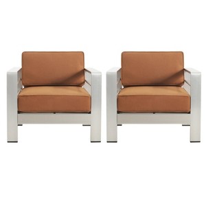 Christopher Knight Home 2pc Cape Coral Outdoor Club Chair with Cushion Silver/Orange - 1 of 4