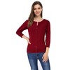 WhizMax Women Fitted Round Neck 3/4 Sleeve Button-Up Knit Cardigan - 2 of 4