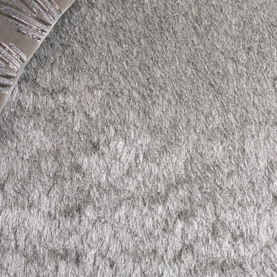 Silver Hand-Tufted Square Shag Area Rug