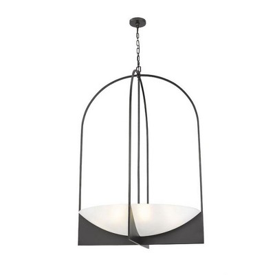 Matte Black Steel 8-Light Cage Chandelier