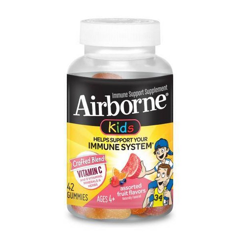 Airborne Kids Immune Support Gummies With Vitamin C Zinc Assorted Fruit 42ct Target