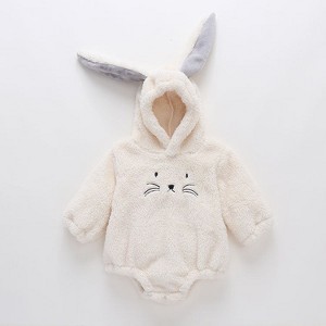 MyKids-USA Baby Embroidered Pattern Rabbit Ear Design Thickened Onesies Bodysuit - 1 of 4