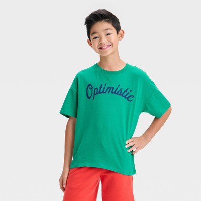 Kids' Short Sleeve 'Optimistic' T-Shirt - Cat & Jack™ Green