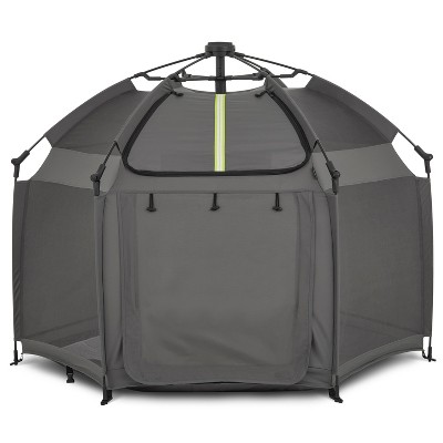 Charcoal Gray Pop-Up Children Playpen with Canopy Cover