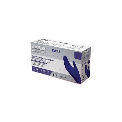 Ammex Indigo Powder Free Nitrile Exam Gloves Latex Free Medium AINPF44100