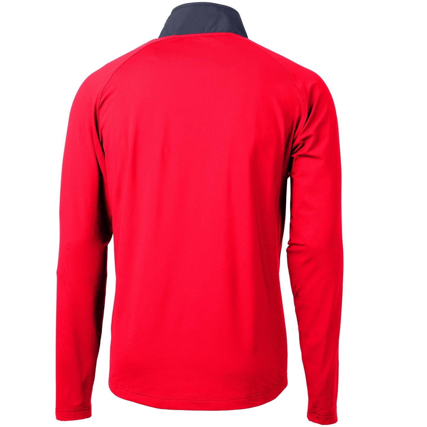 Мужская толстовка на молнии Cutter & Buck Adapt Eco Knit Hybrid Recycled Mens Quarter Zip - Red/Navy Blue, цвет: Красный — фото 2