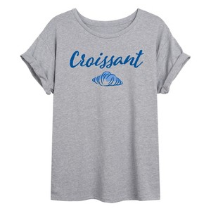 Women's - Instant Message - Croissant -Womens Oversized Graphic T-Shirt Oversized Graphic T-Shirt - 1 of 4