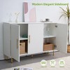 DOMETOUR 3-Door Large Storage Sideboard with Gold Handles 55.12" W Buffet Cabinet Coffee Bar Sideboard Cabinet for Kitchen Dining Room White - 2 of 4