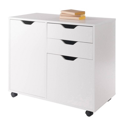 White Mobile 2-Drawer Filing Cabinet with Adjustable Shelf