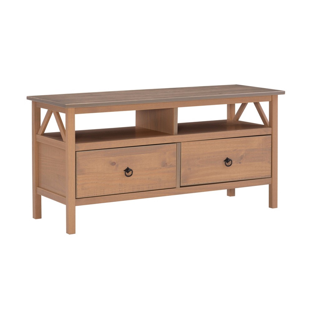 Photos - Mount/Stand Linon 44" Titian Transitional Solid Wood Media Cabinet 2 Drawer Rustic TV Stand 