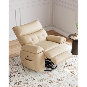 Electric Power Recliner Chair - PU Leather Swivel Rocker with Massage & Heat, 270° Rotation, Side Pocket & Remote Control, for Living Room - 1 of 4