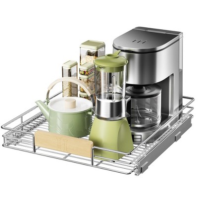 LOVMOR Pull Out Cabinet Organizer with Wooden Handle, 19?" W x 21?"Heavy Duty Cabinet Drawers Shelves Slide Out Organizer