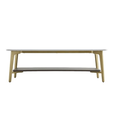 GlasFlength Coffee Tables Rectangular Center Table Open Space Table Coffee Table with Storage for Living Room, White, 47.24"*23.62"*15.74"