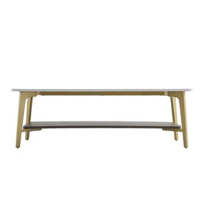 GlasFlength Coffee Tables Rectangular Center Table Open Space Table Coffee Table with Storage for Living Room, White, 47.24"*23.62"*15.74" - 1 of 4