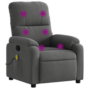 vidaXL Massage Recliner Chair Wingback Reclining Armchair Microfiber Fabric - Dark Gray Manual Push Back - 1 of 4