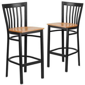 Emma and Oliver 2 Pack School House Back Metal Restaurant Barstool - 1 of 4