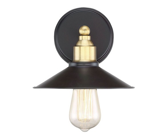 Wall Lights Sconce Oil Rubbed Bronze with Brass Accents - Aurora Lighting