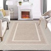 Washable Modern Bordered Rug Non Slip Low Pile Rug Soft Throw Floor Cover Foldable Indoor Carpet for Living Room Bedroom Playroom Nursery - 2 of 4