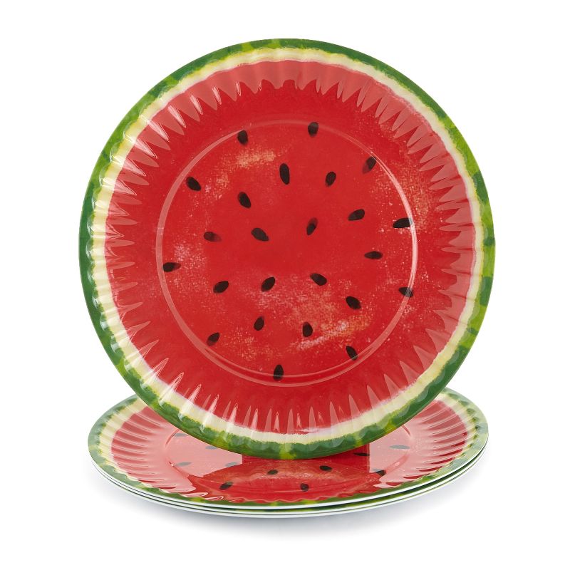 The Lakeside Collection Melamine Watermelon Dinner Plates for Meals and Snacks - Set of 4 4 Pieces, 2 of 6