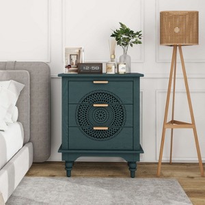 ORRD Hollow-Carved 3-Drawer Dresser - Storage Chest w/Metal Handles, for Living Room & Bedroom - 1 of 4