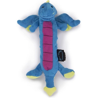 goDog Skinny Dragons Squeaker Plush Pet Toy for Dogs & Puppies, Soft & Durable, Tough & Chew Resistant, Reinforced Seams - Green, Large