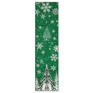 Coolmee Christmas Tree Snowflake Non Slip Kitchen Rugs ,  Forest Washable Kitchen Runner Rug Sets for Winter New Year Xmas Party Green - 1 of 4